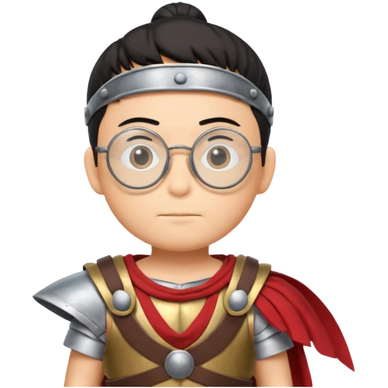 Nobita, wearing gladiator cloth, big round glassed emoji