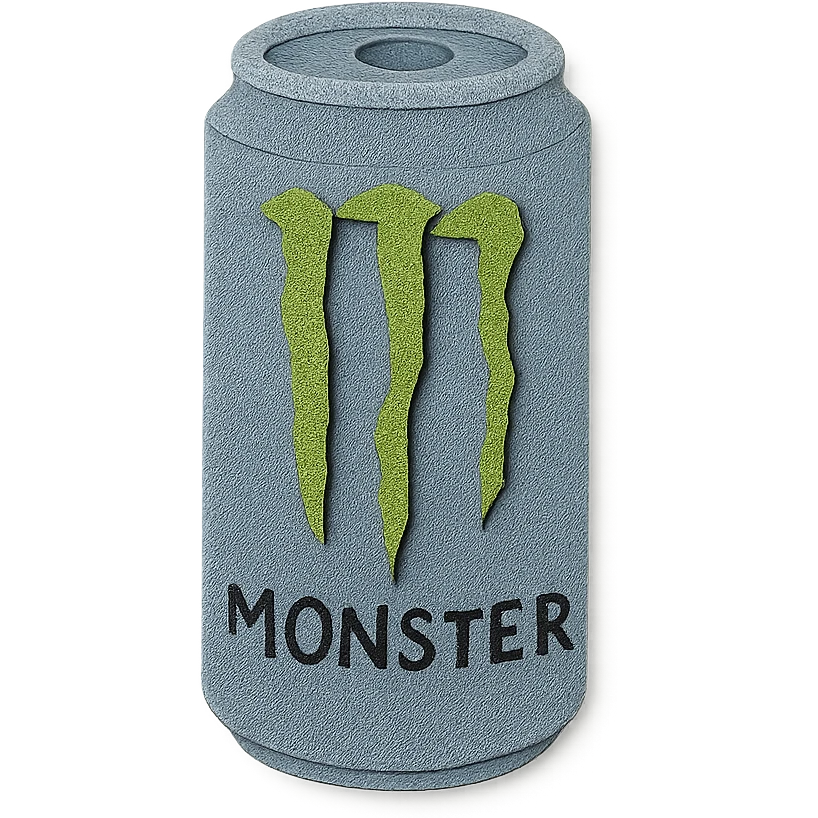 monster energy drink can, paper craft style, layered paper textures, isolated on transparent background emoji