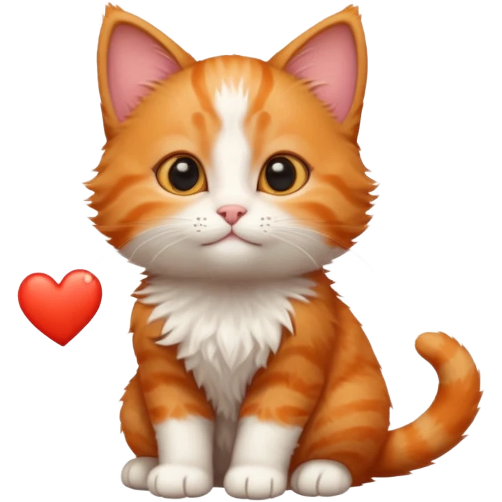 ginger kitten with a heart loves you emoji