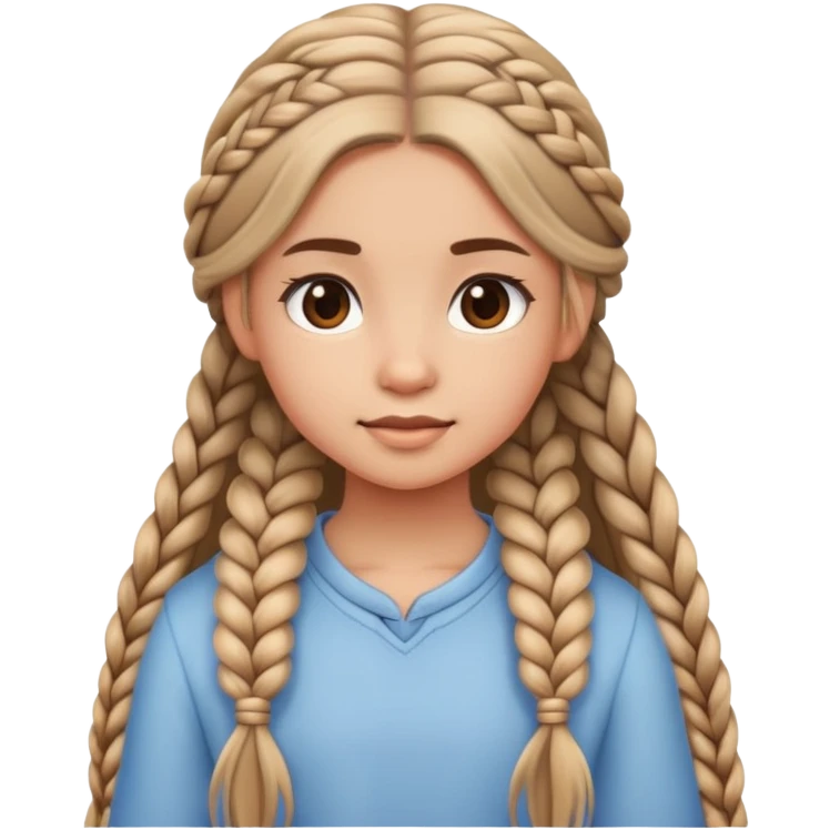 cute girl with long hair with braids emoji