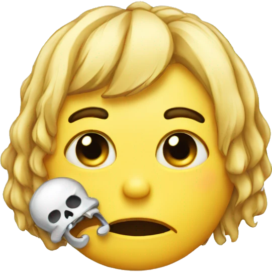 crying face with skull hairpin emoji