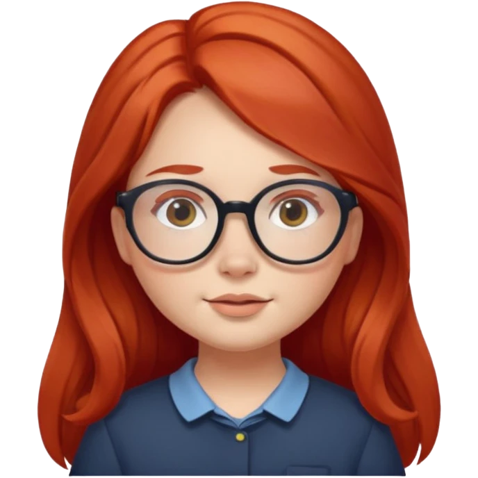 girl with chubby cheeks, long red hair, and glasses emoji