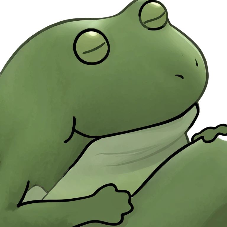 A frog sleeping cutely on a mushroom snoring emoji