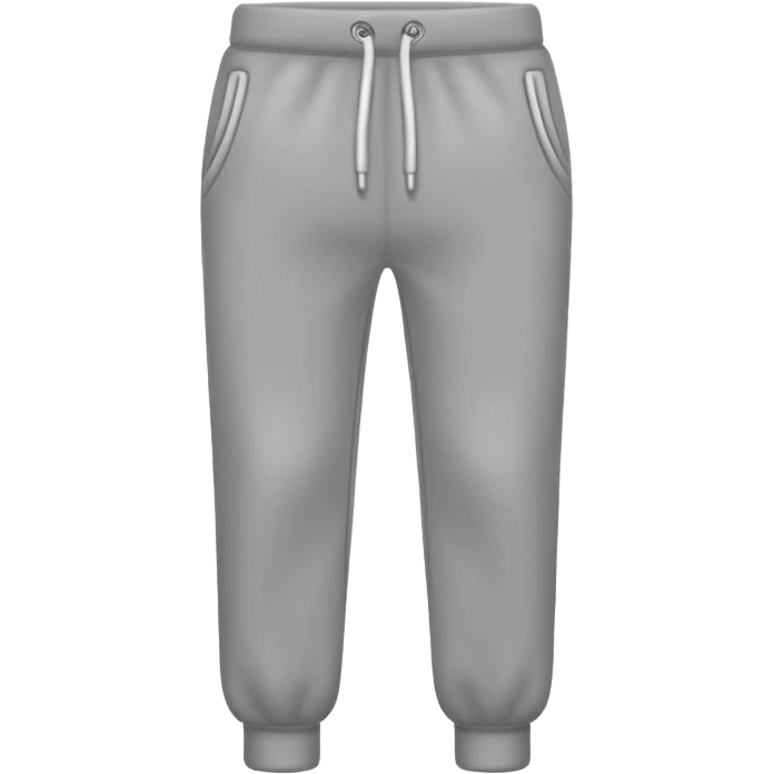 A realistic simple grey sweatpants icon, no person, isolated on transparent background, flat emoji style emoji