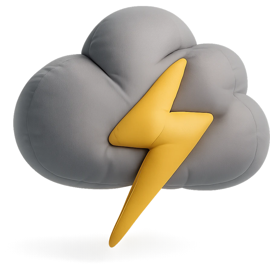 thundercloud with bold yellow lightning bolt emoji