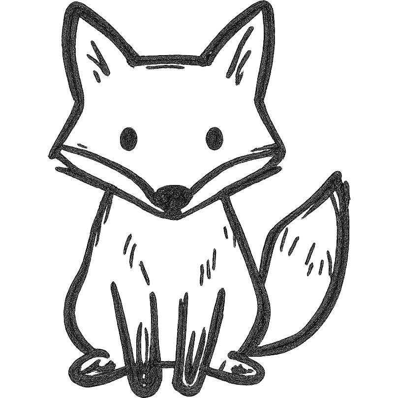 fox, minimalist black outline icon, no fill, simple lines emoji