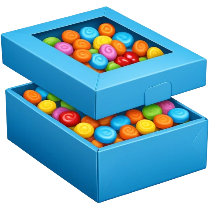 blue rectangular cardboard box with candies emoji