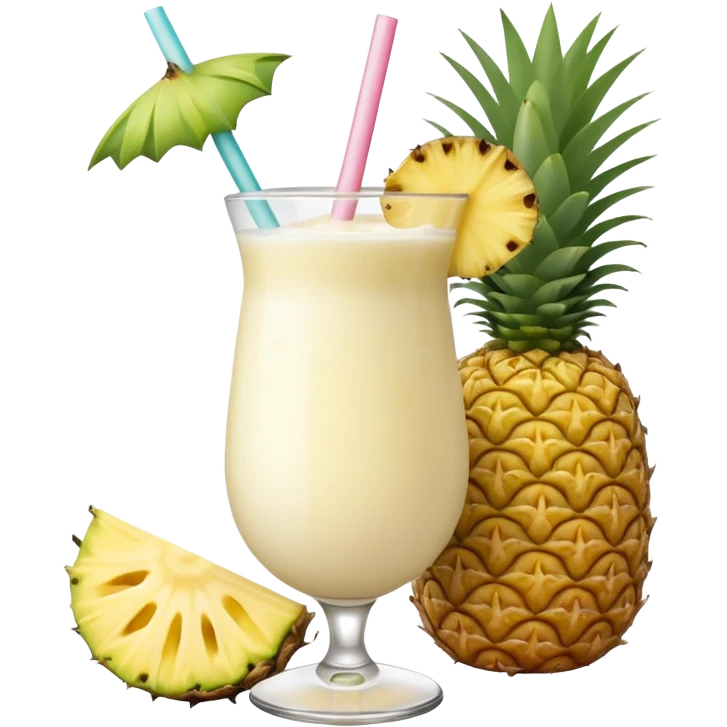 Pina Colada – coconut or glass with pineapple slice and straw emoji