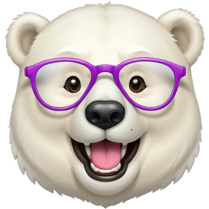 laughing polar bear headshot wearing oversized colorful glasses emoji