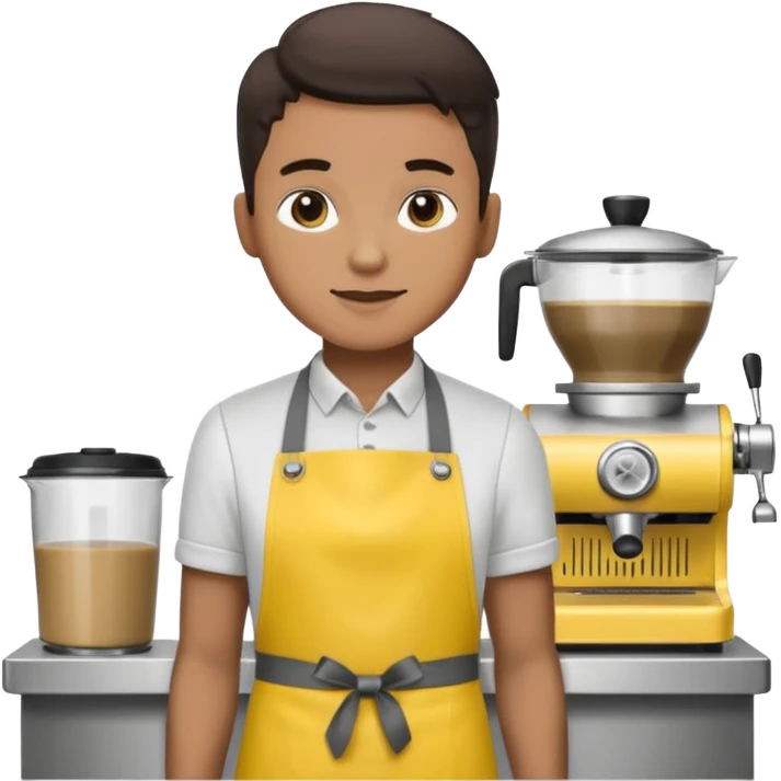 Бариста делает кофе. Цветовая палитра: #FFFFFF, #F7FD02, #D3D3D3, #242424 emoji