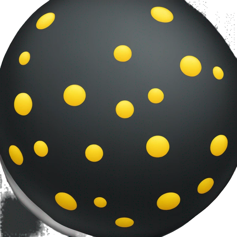 dark black rubber ball with only two yellow dots emoji