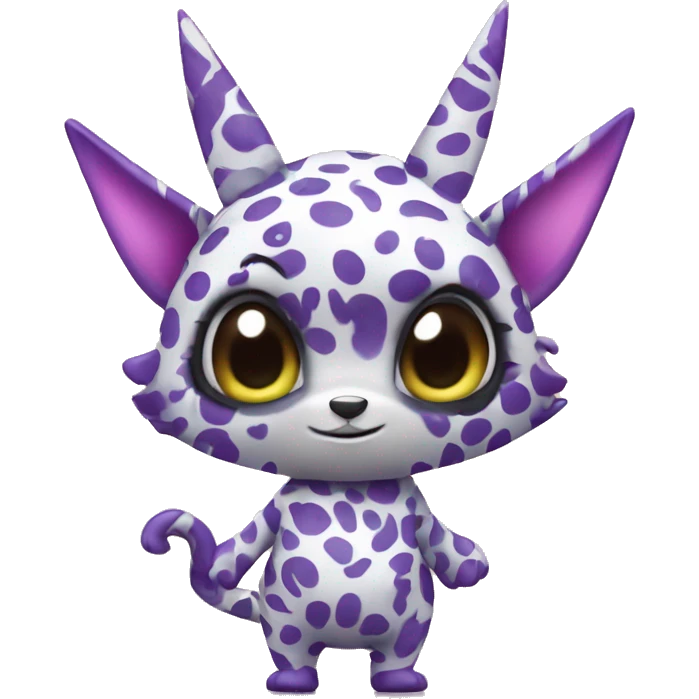an edgy cute kawaii vernid-fionbri with splash patterns full body emoji