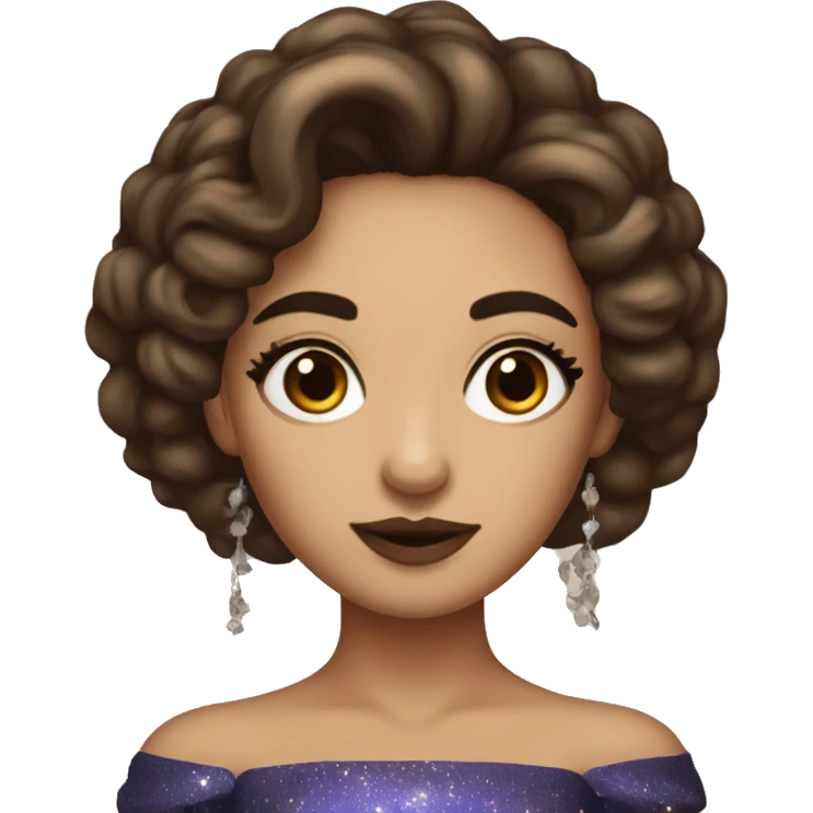 Create the zodiac sign leo as a brunette girl with elaborate makeup and dress that matches the zodiac sign  emoji