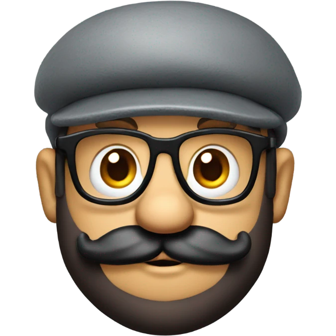 Super Mario in red hat with glasses and black beard emoji