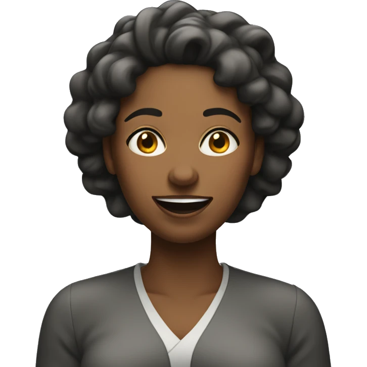 Black woman shrugging hands with sweaty smile emoji