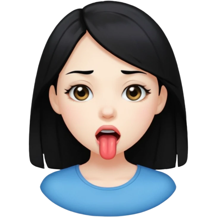 Girl with black hair drooling  emoji