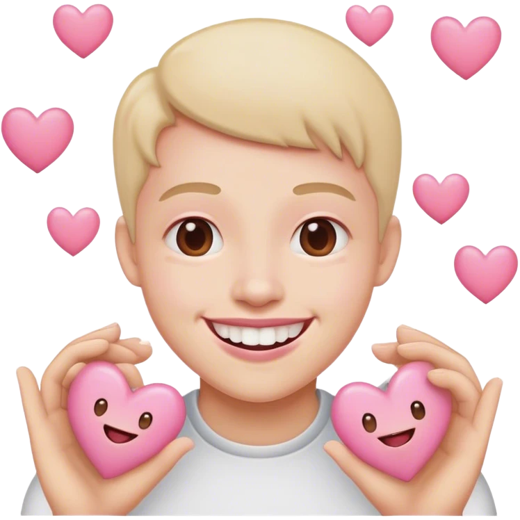 No teeth Smile emoji with 2 pink hearts  emoji