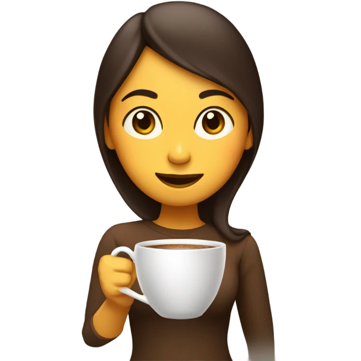 Chica morena con un cafe emoji