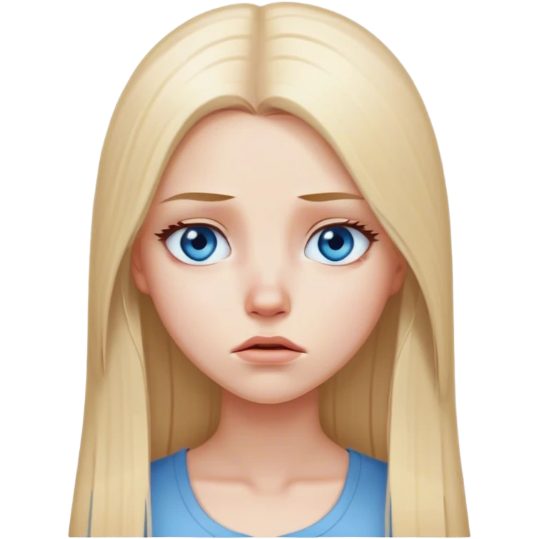 beautiful white girl with long straight blonde hair blue eyes upset emoji