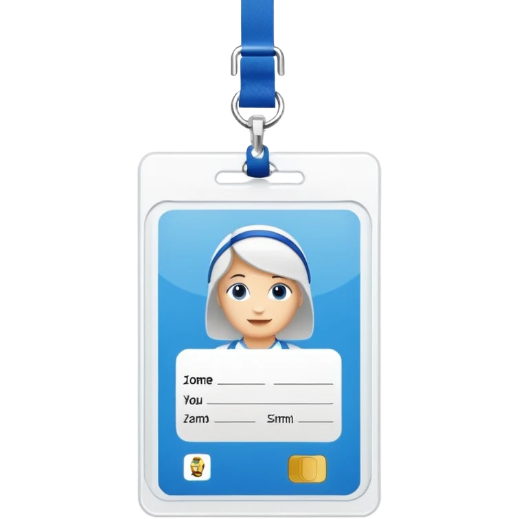 a blank id card with blue lanyard emoji
