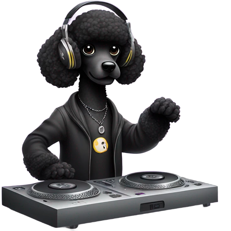 Black poodle DJ emoji