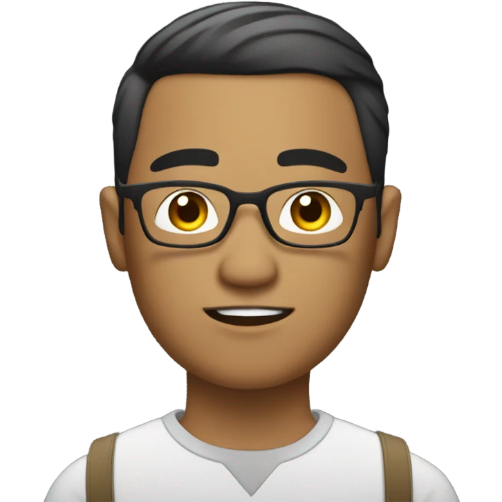 create a filipino man with a burst fade hair cut wearing glasses writing a note emoji