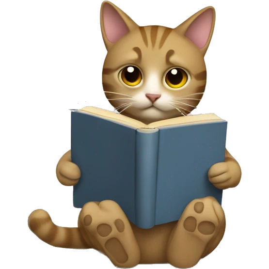 cat sitting on the toilet readin a book with a hammer  emoji