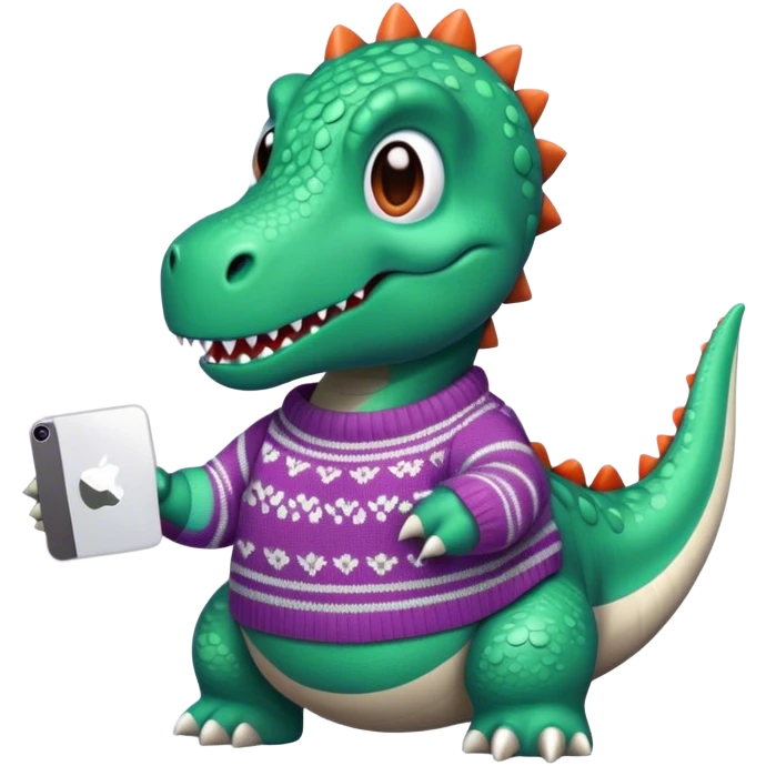 Dinosaur wearing a knit sweater  emoji