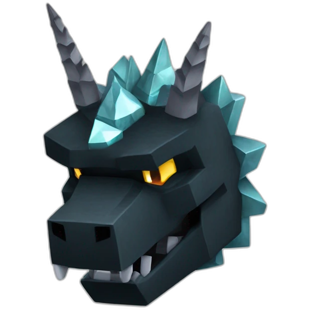 Minecraft Black Godzilla Head With Diamond Unicorn Horn emoji