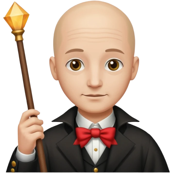 magician with stick   bald  emoji
