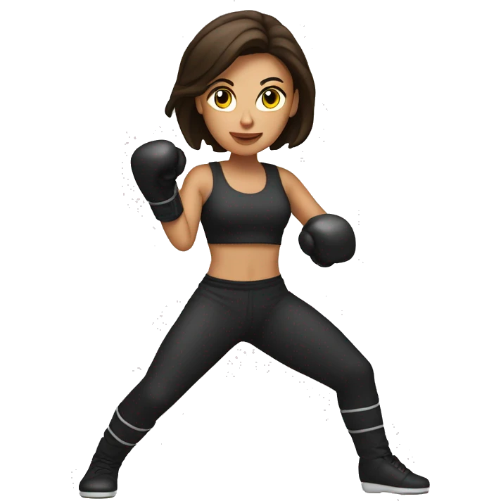 brunette Woman kickboxing with a cast on her lag emoji