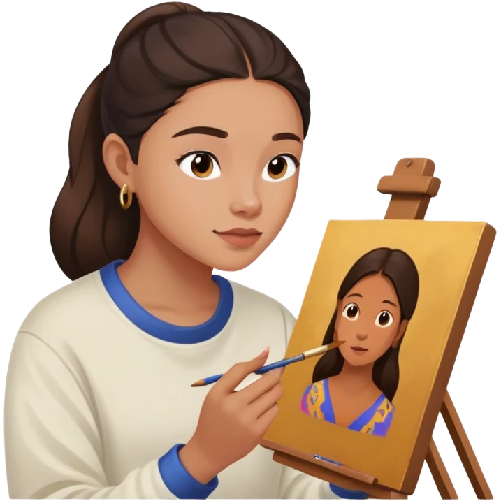 Artist painting a paint of him painting while listening to olivia rodrigo emoji