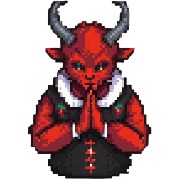devil making prayer hands emoji
