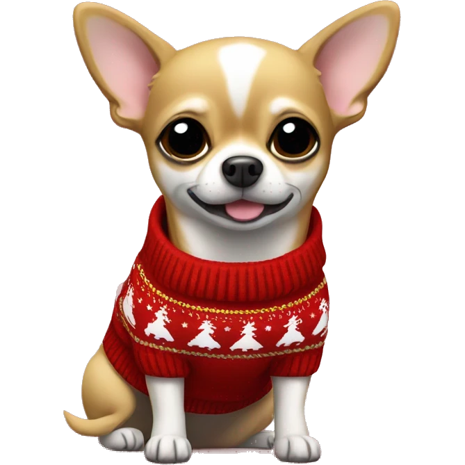 Chihuahua wearing Christmas sweater emoji