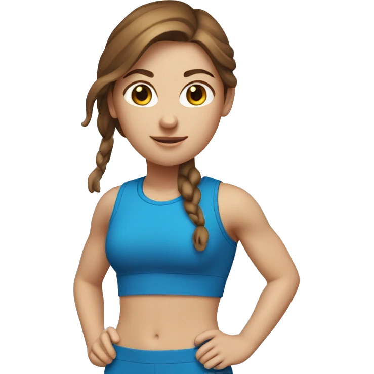 Sport exercise one white girl with brown hair in blue costume  emoji