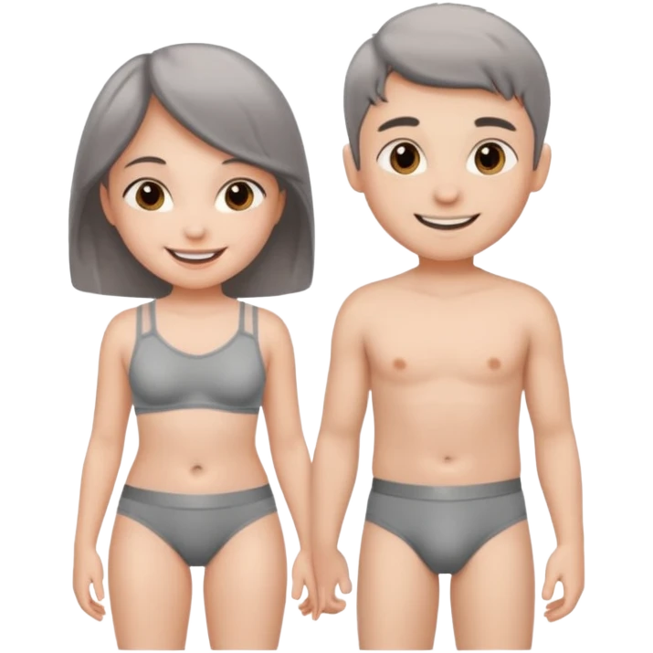 Girl and boy in grey underwear emoji