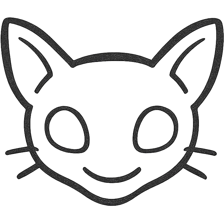 cute playful sphinx cat face vector inspired by Mew from Pokémon, modern and minimal, single tone, no facial features, designed for an app icon emoji
