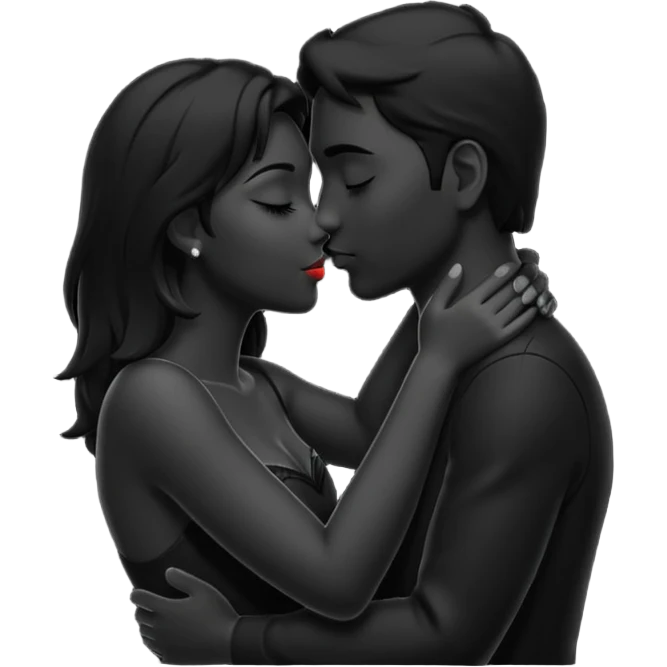 Kiss in black colour emoji
