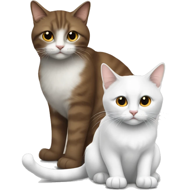 Deux chats, un marron à poils long et l’autre gris et blanc emoji