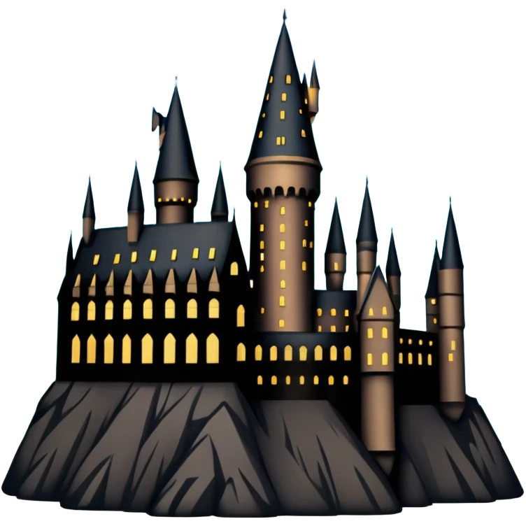 Harry Potter series, Hogwarts castle silhouette with stars, outlined only emoji