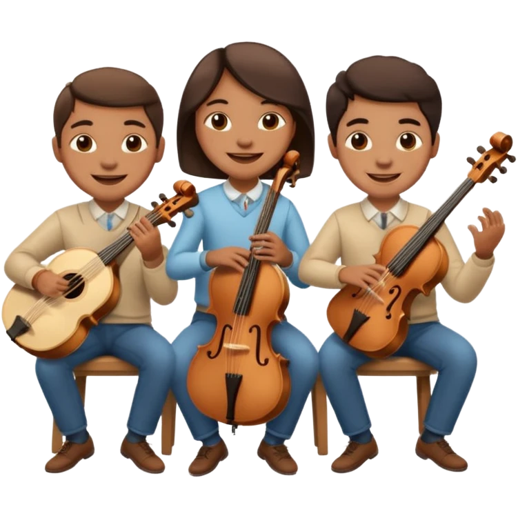 Create an imagine of three people playing string instruments emoji