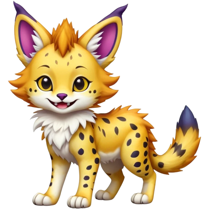 Cute Kawaii Epic Colorful Sergal-Serval-Vernid full body emoji