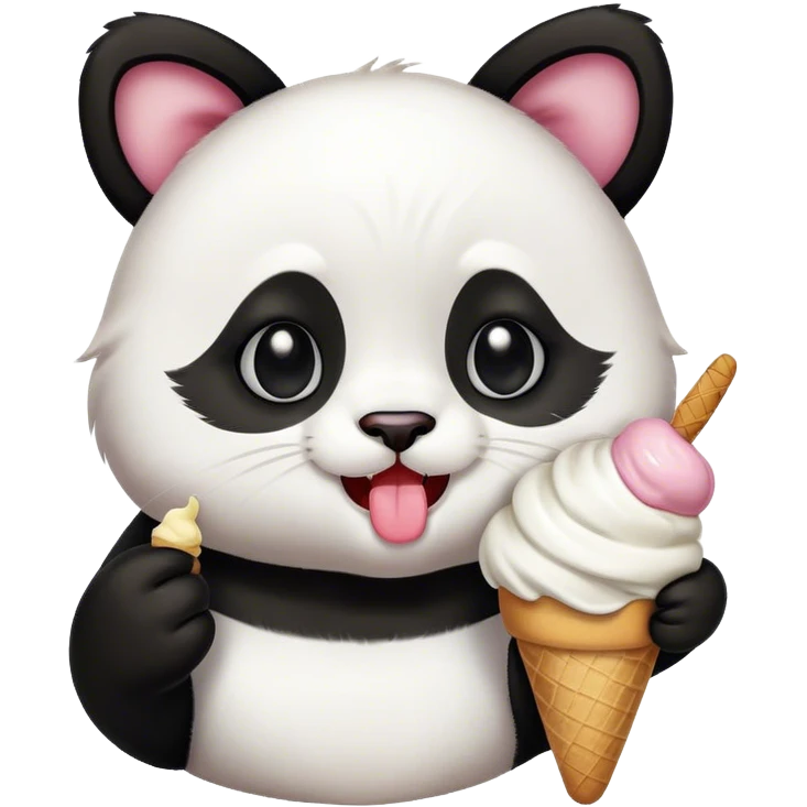 A happy cat emoji + Panda eating ice cream emoji