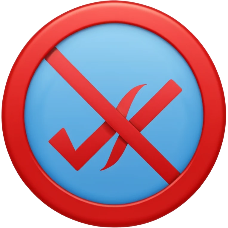A blue check in a circle with a line through it representing NO to the blue check emoji