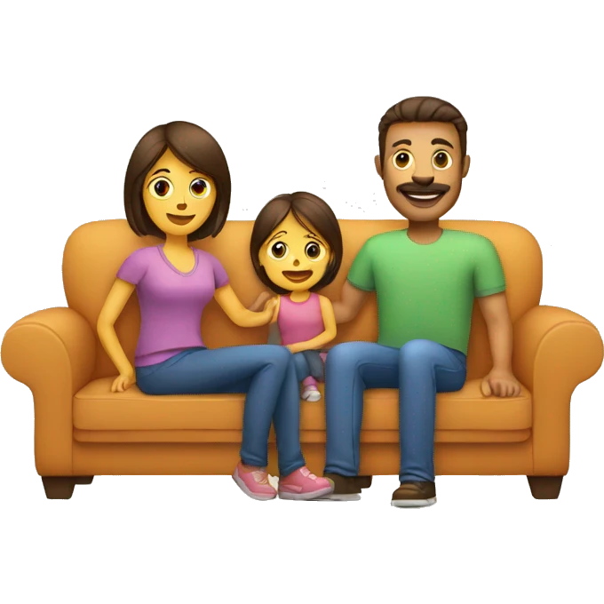 mom and dad and kid on couch emoji