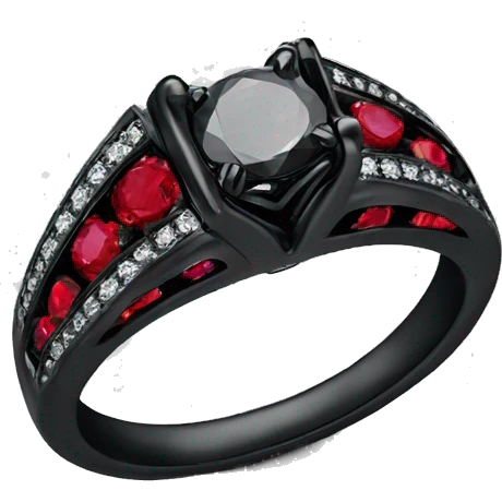 Black wedding ring red diamond emoji