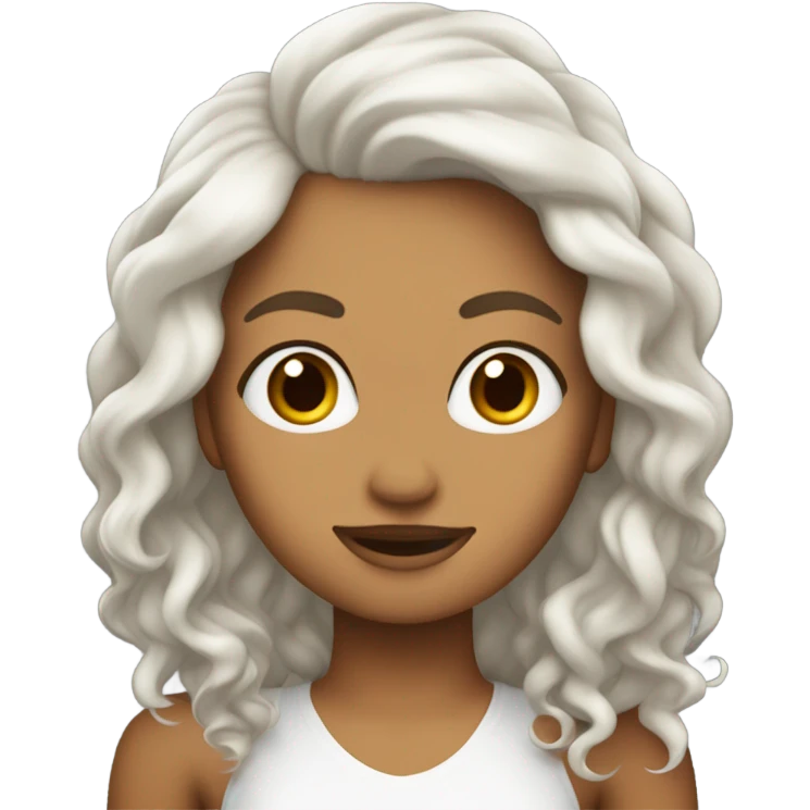 Chica de piel blanca con ondas en el pelo y castaña oscura emoji
