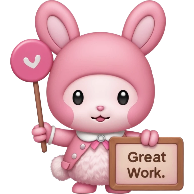 my melody with sign that says great work emoji