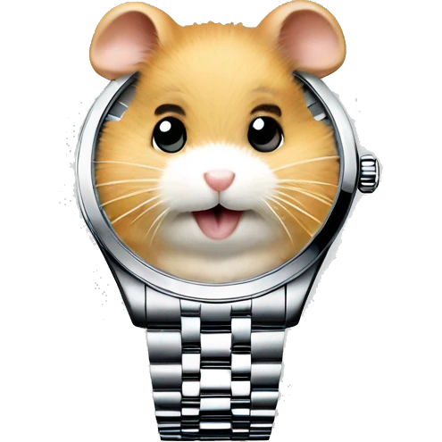 hamster shows what time it is on his rolex watch emoji