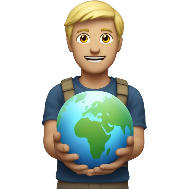blonde guy with the world at his fingertips emoji
